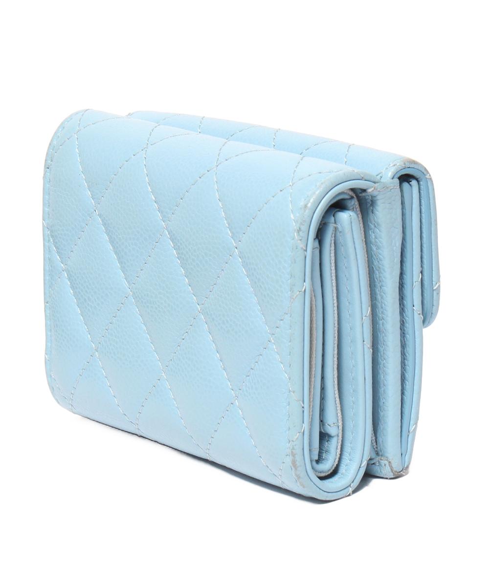 シャネル 三つ折り財布 キャビアスキン レディース CHANEL