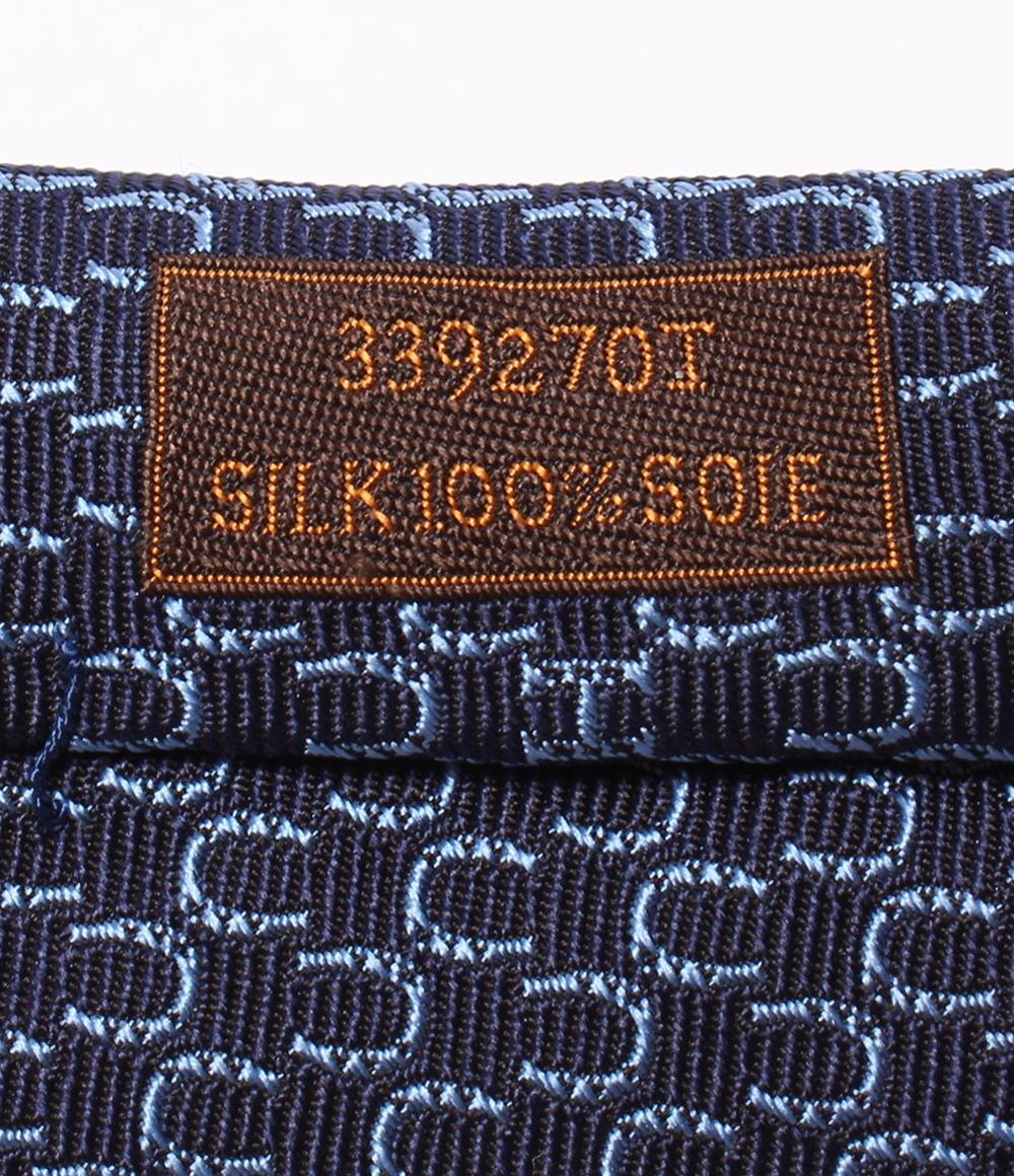 美品 HERMES ネクタイ シルク100％ 馬蹄柄 メンズ エルメス