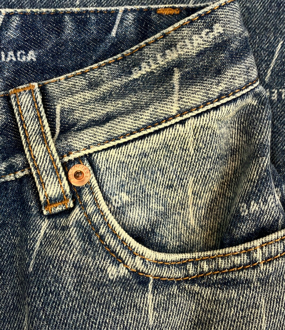 BALENCIAGA オールオーバーロゴ デニムパンツ 600235 TJW53 レディース SIZE 24 バレンシアガ