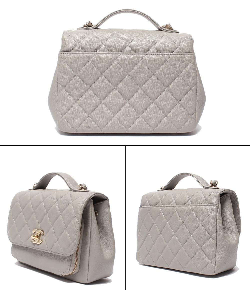 CHANEL チェーンショルダーバッグ 肩掛け 斜め掛け ゴールド金具 マトラッセ キャビアスキン ビジネスアフィニティー シャネル