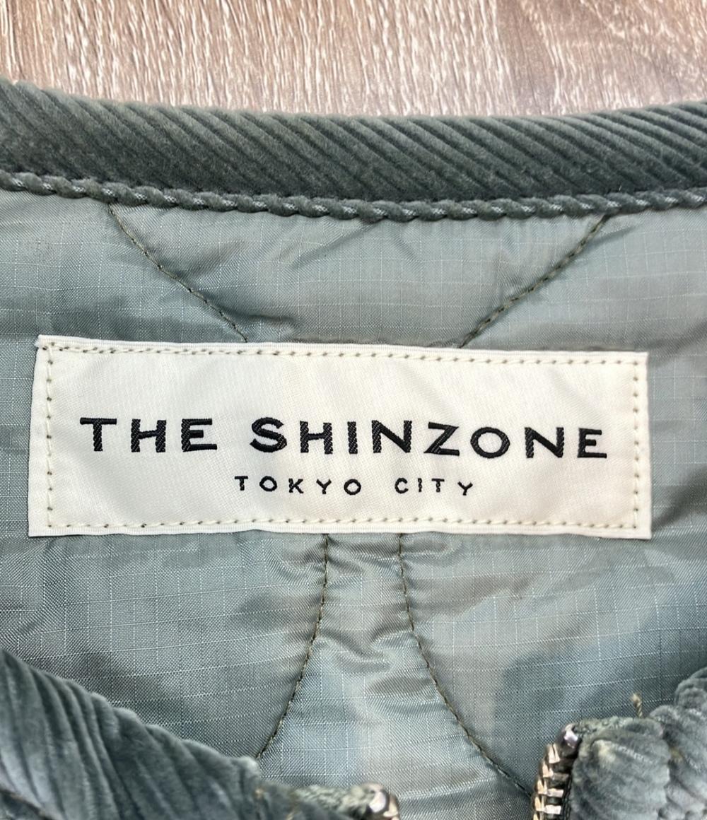 THE SHINZONE ノーカラーコート キルティング ブルーグリーン 21AW QUILTING COAT 21AMSC005 レディース SIZE F (M) ザ シンゾーン
