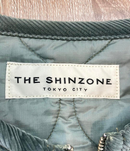 THE SHINZONE ノーカラーコート キルティング ブルーグリーン 21AW QUILTING COAT 21AMSC005 レディース SIZE F (M) ザ シンゾーン