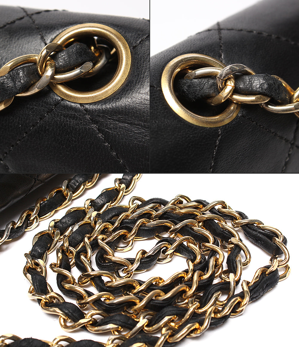 CHANEL チェーンショルダーバッグ ゴールド金具 マトラッセ25 ラムスキン ダブルチェーン ダブルフラップ 1番台 レディース シャネル