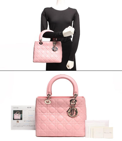 クリスチャンディオール ハンドバッグ レザー シルバー金具 レディディオール カナージュ 32-MA-1004 レディース Christian Dior