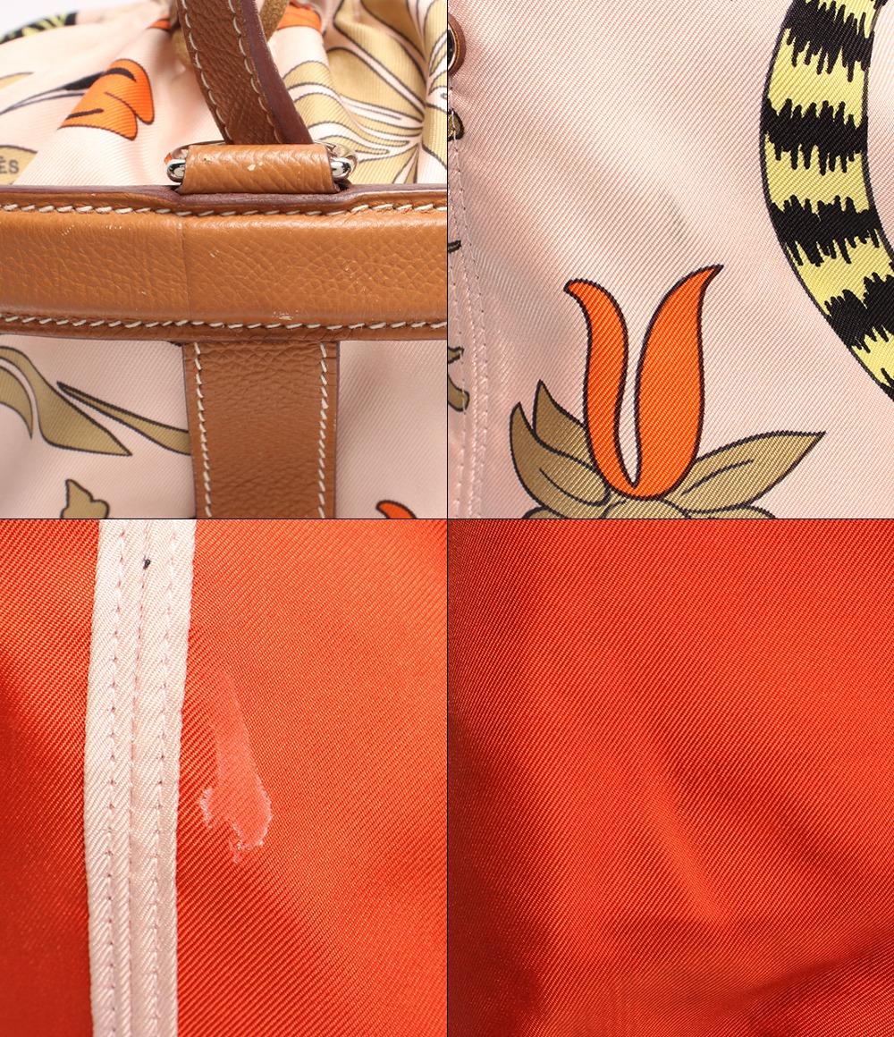 エルメス 2wayハンドバッグ 巾着 X刻印 シルバー金具 ミュザルディーヌ ローズエグランタイン×ゴールド レオパード ヴォーエプソン レディース HERMES