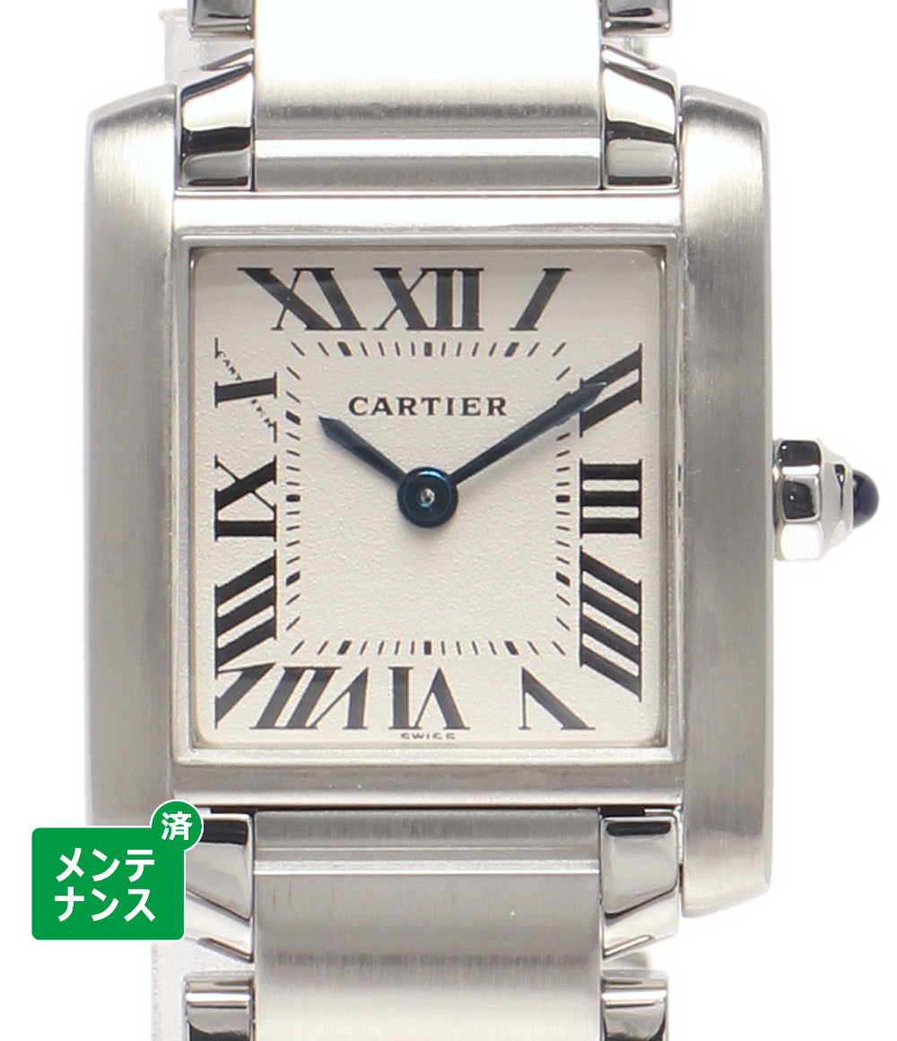 美品 Cartier 腕時計 タンク フランセーズ クオーツ ホワイト 2384 レディース カルティエ