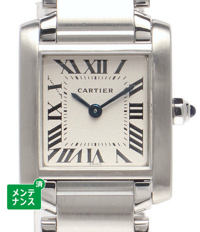 美品 Cartier 腕時計 タンク フランセーズ クオーツ ホワイト 2384 レディース カルティエ