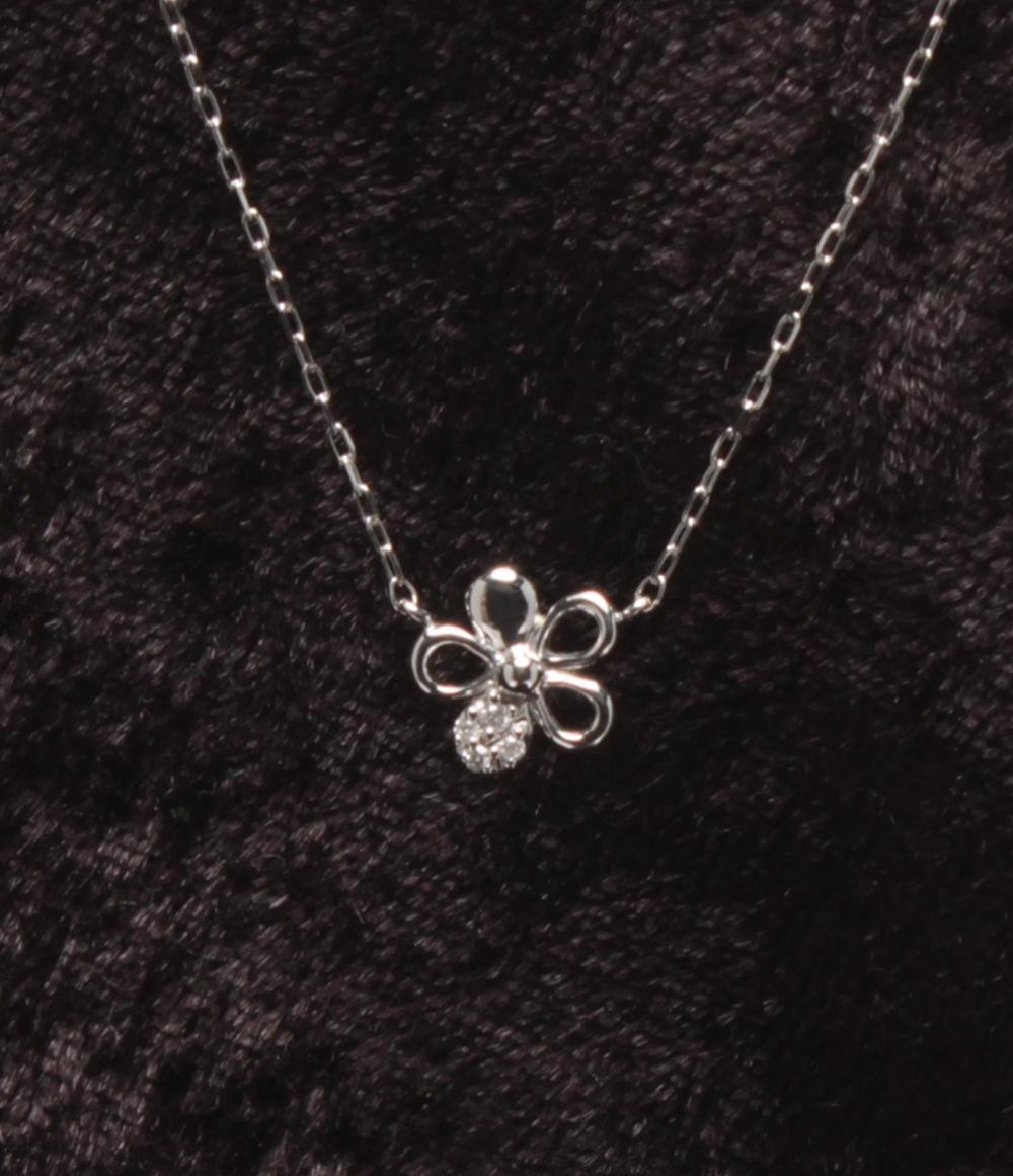 美品 ヨンドシー ネックレス K10 ダイヤ フラワーモチーフ 花モチーフ リバーシブル レディース 4℃