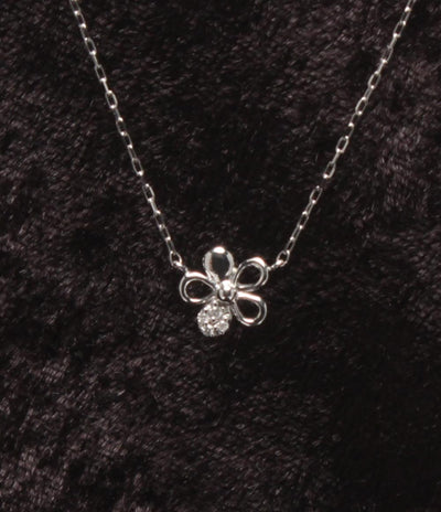美品 ヨンドシー ネックレス K10 ダイヤ フラワーモチーフ 花モチーフ リバーシブル レディース 4℃