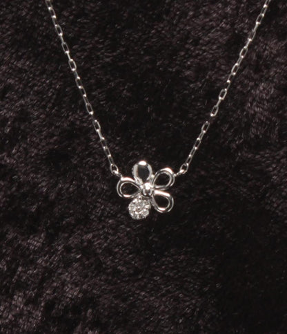 美品 ヨンドシー ネックレス K10 ダイヤ フラワーモチーフ 花モチーフ リバーシブル レディース 4℃