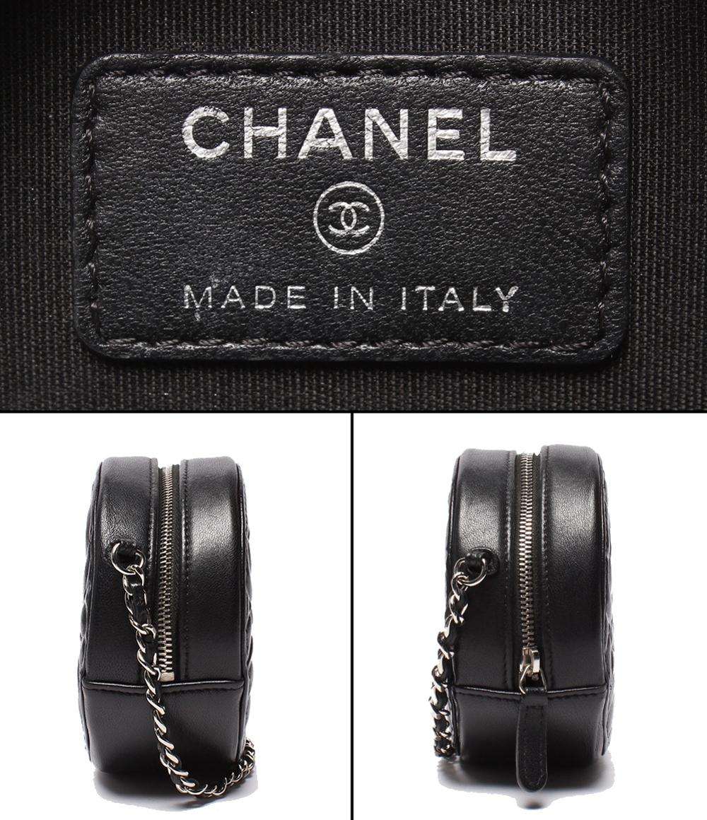 CHANEL チェーンショルダーバッグ カメリア ラウンドミニ ポシェット シルバー金具 27番台 ココマーク レディース シャネル