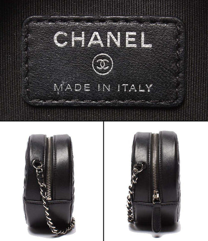 CHANEL チェーンショルダーバッグ カメリア ラウンドミニ ポシェット シルバー金具 27番台 ココマーク レディース シャネル