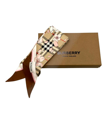 BURBERRY スカーフ Floral Check Silk Skinny Scarf フローラル チェック シルク スキニースカーフ レディース バーバリー