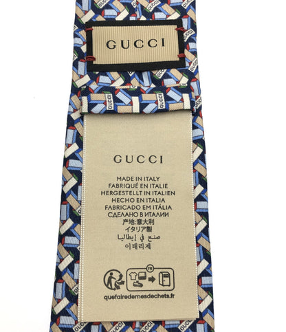 グッチ 美品 ネクタイ シルク100％ クロスオーバープリント      メンズ  (複数サイズ) GUCCI