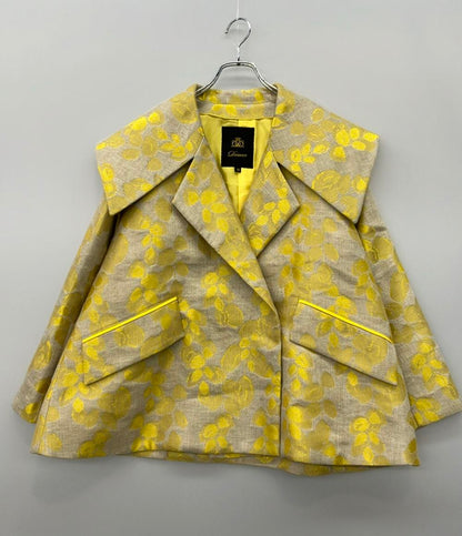 Drawer コート ビッグカラー 総柄ジャカード スナップボタン 6525-299-0855 レディース SIZE 38 (M) ドゥロワー