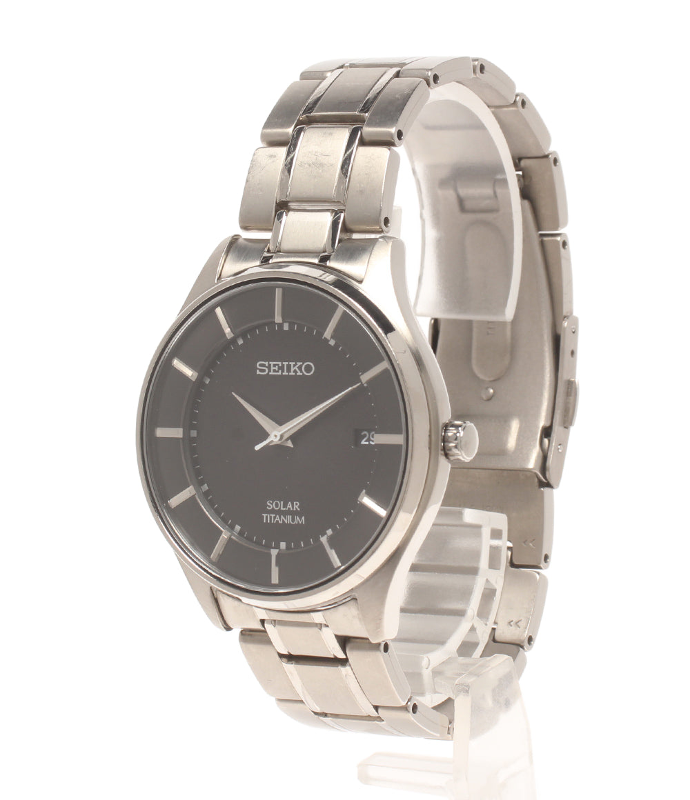 SEIKO 腕時計 ソーラー ブラック V157-0BX0 メンズ セイコー