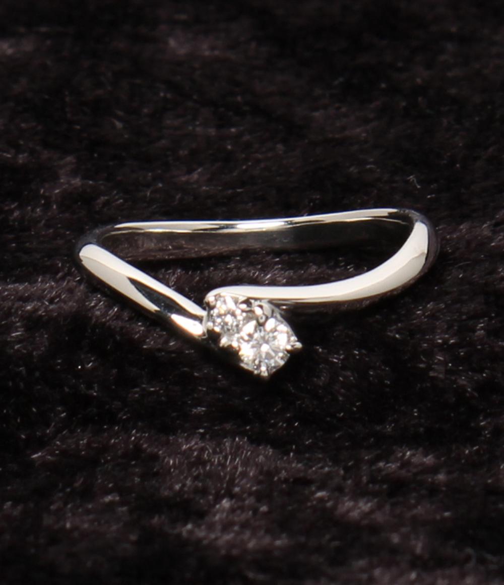 美品 ヨンドシー リング 指輪 Pt950 ダイヤ 2P レディース SIZE 8号 4℃