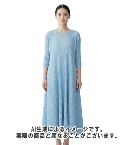 美品 PLEATS PLEASE メロウプリーツ 五分袖 ロングワンピース レディース SIZE 5 プリーツプリーズ