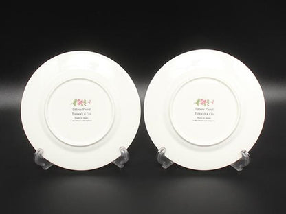 美品 TIFFANY&Co. プレート 皿 2点セット 18cm フローラル ティファニー