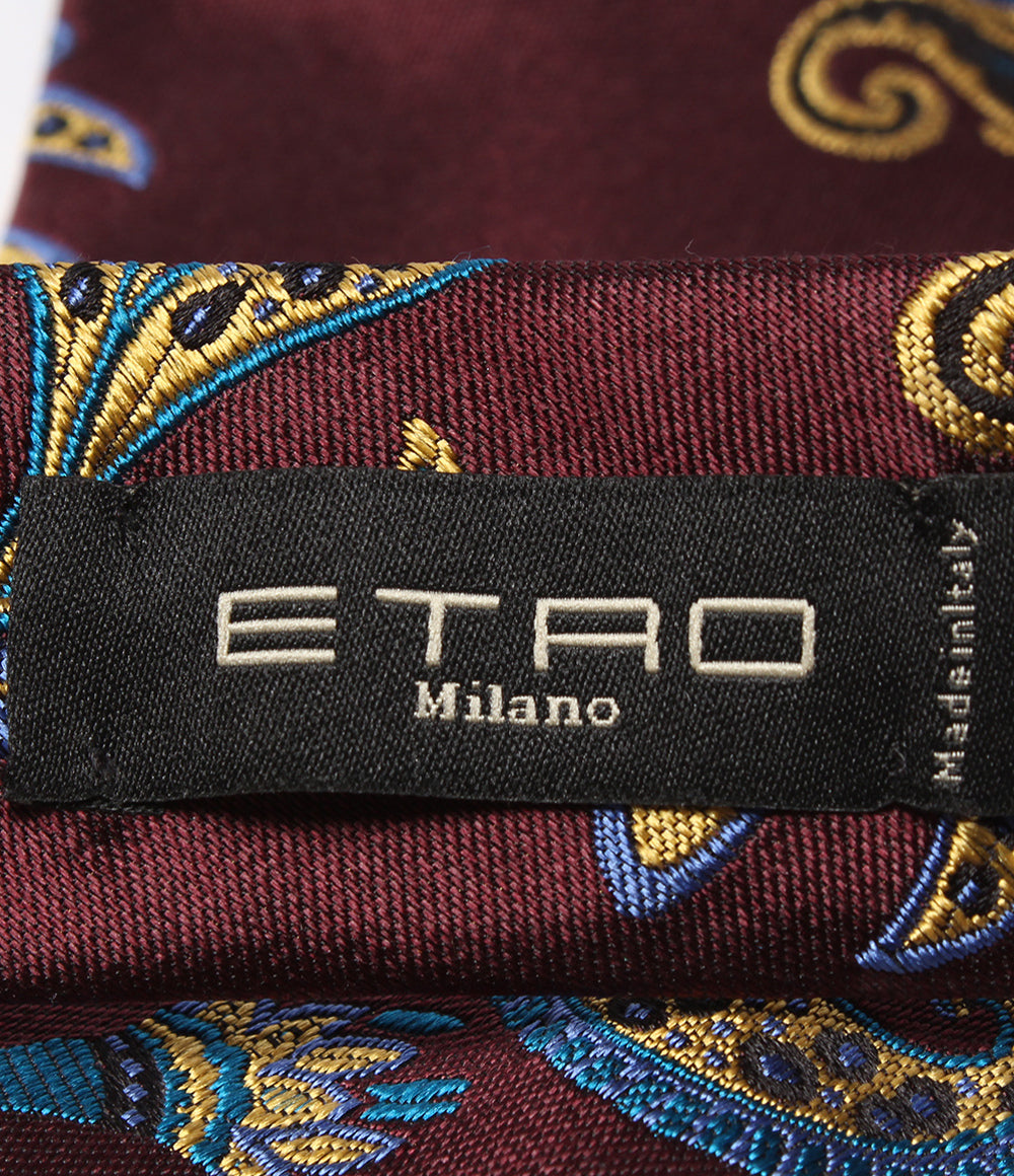美品 ETRO ネクタイ シルク100％ ペイズリー刺繍 エトロ