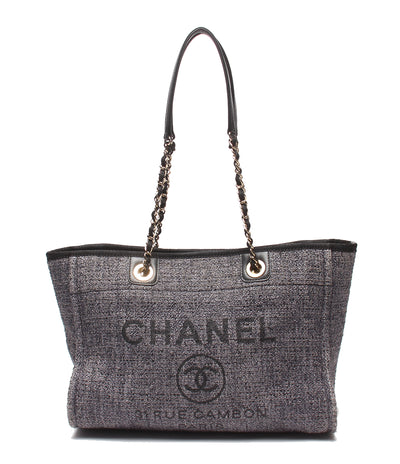 CHANEL チェーントートバッグ ショルダーバッグ 肩掛け ゴールド金具 ドゥ―ヴィルMM レディース シャネル
