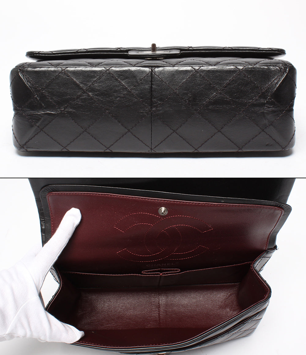CHANEL チェーンショルダーバッグ シルバー金具 ダブルチェーン ダブルフラップ マトラッセ 2.55 リイシュー レディース シャネル