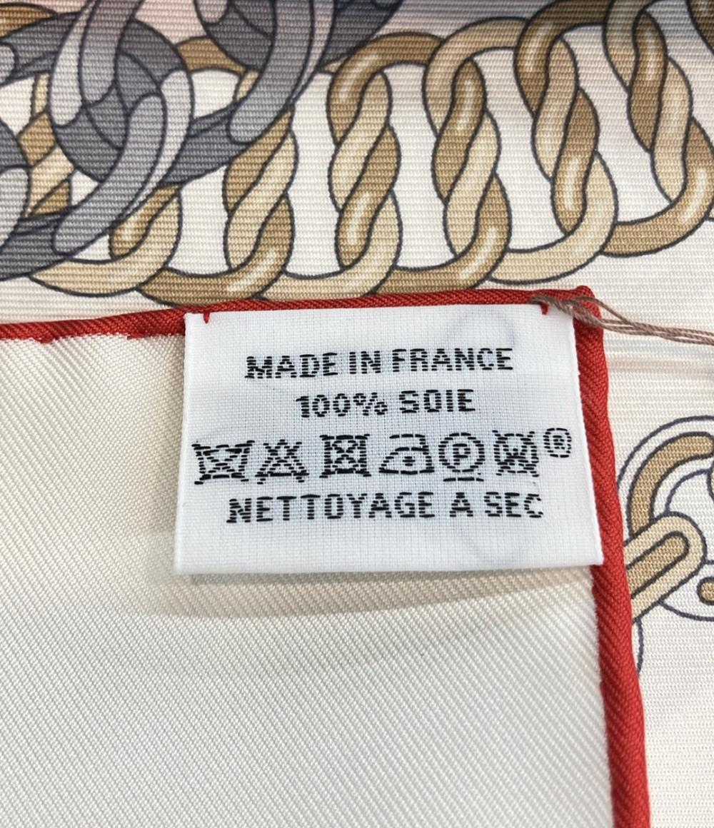 美品 エルメス スカーフ カレ90 シルク100% REACTION EN CHAINES レディース HERMES