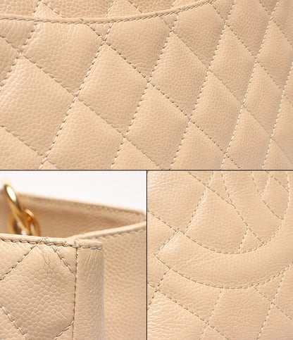 CHANEL チェーンショルダーバッグ トートバッグ 肩掛け ゴールド金具 マトラッセ キャビアスキン 13番台 グランドショッピングトート レディース