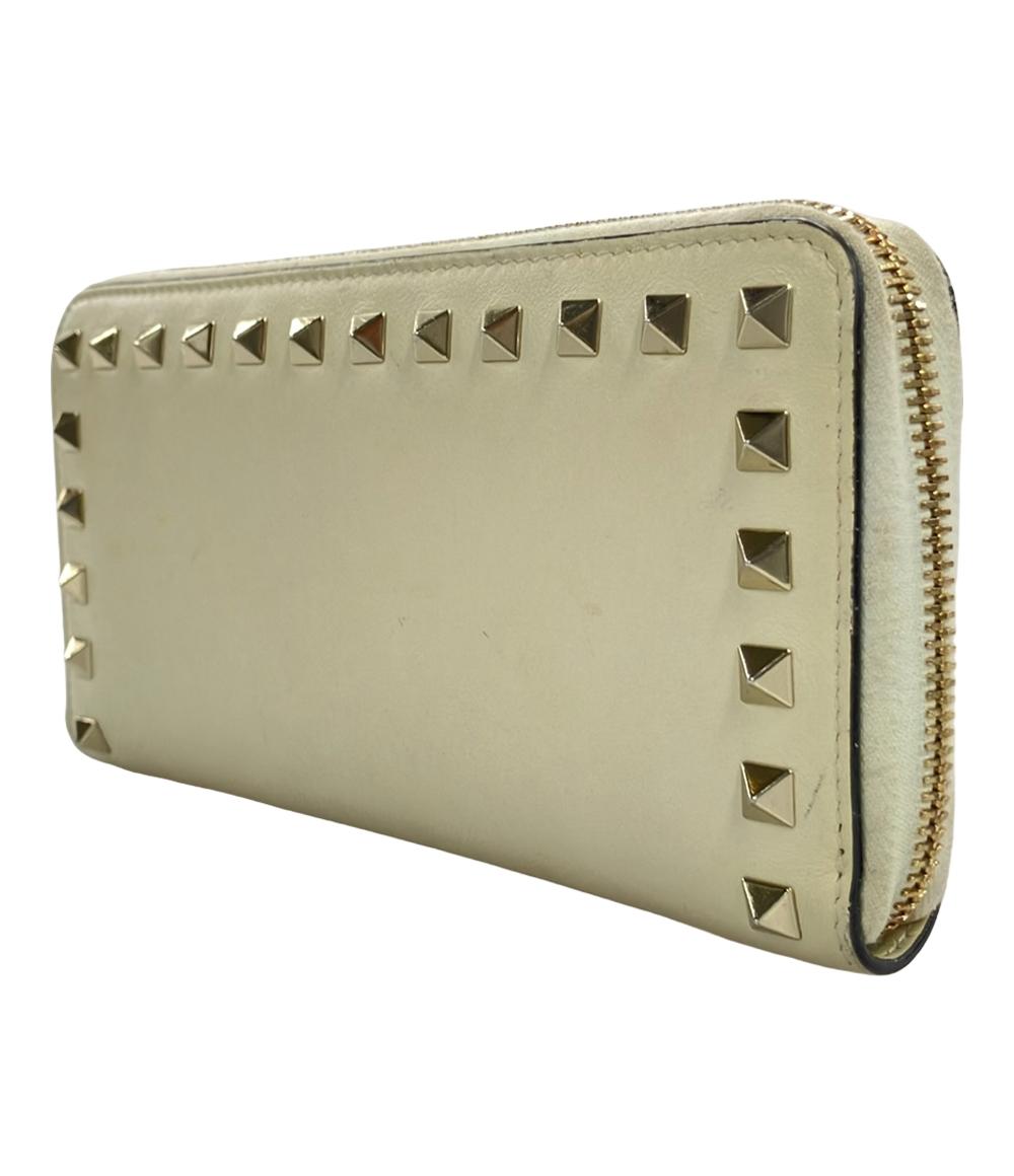 VALENTINO ラウンドファスナー長財布 スタッズ レザー レディース
