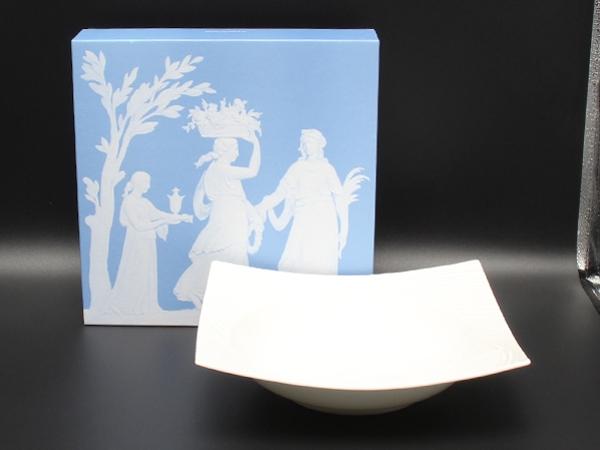 美品 ウエッジウッド スクエアボウル パスタプレート 皿 24cm エスリアル ETHEREAL WEDGWOOD