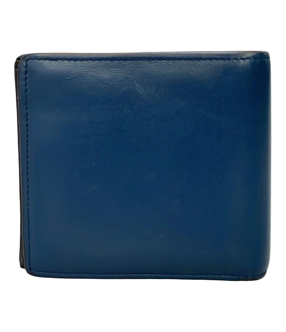 LOEWE◆2つ折り財布/--/BLU/無地/レディース ロエベ 二つ折り 長財布 ec-22032 ブルー リネン 財布 レザー 中古