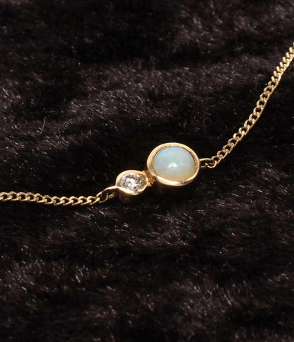 美品 ete ブレスレット K10 ダイヤ 0.02ct オパール レディース エテ