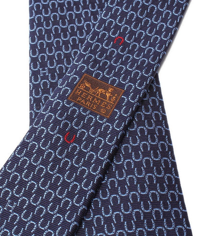 美品 HERMES ネクタイ シルク100％ 馬蹄柄 メンズ エルメス