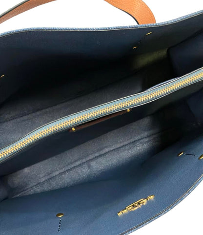 美品 COACH 2WAY ハンドバッグ トートバッグ ショルダーバッグ 斜め掛け デニム チャーリー 67334 レディース コーチ