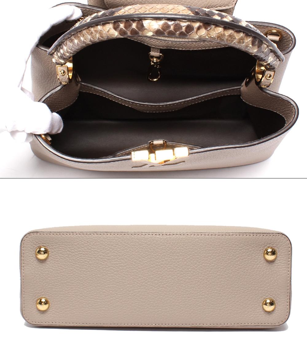 美品 LOUIS VUITTON 2wayハンドバッグ ショルダーバッグ 肩掛け 斜め掛け トリヨンレザー パイソン カプシーヌ MM N92802 レディース ルイ・ヴィトン