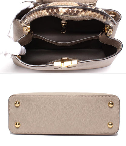 美品 LOUIS VUITTON 2wayハンドバッグ ショルダーバッグ 肩掛け 斜め掛け トリヨンレザー パイソン カプシーヌ MM N92802 レディース ルイ・ヴィトン