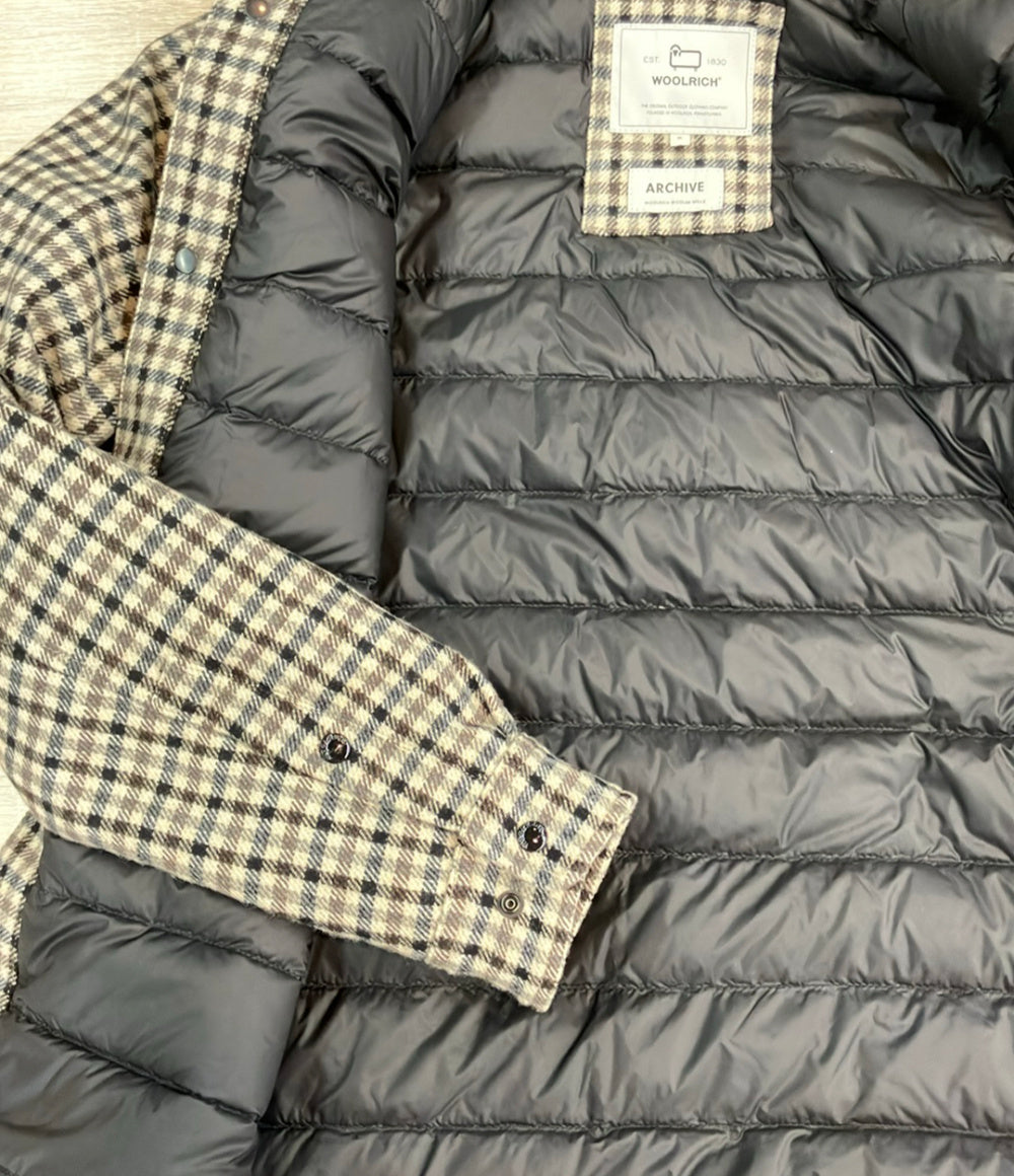 美品 WOOLRICH ダウンジャケット Alaskan Wool Check Overshirt ARCHIVEラインWOOLRICH WOOLEN MILLS メンズ SIZE S ウールリッチ