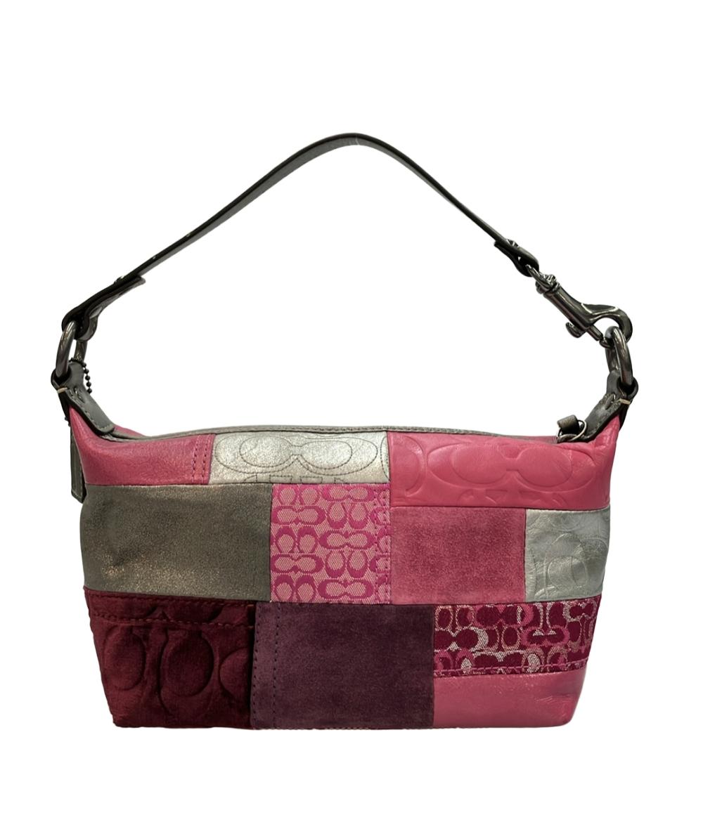 極美品 COACH ハンドバッグ アクセサリーポーチ パッチワーク シグネチャー 美品 COACH ハンドバッグ アクセサリーポーチ パッチワーク レディース