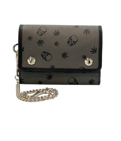 Lucien Pellat-Finet チェーン付き 三つ折り財布 スカル メンズ ルシアンペラフィネ