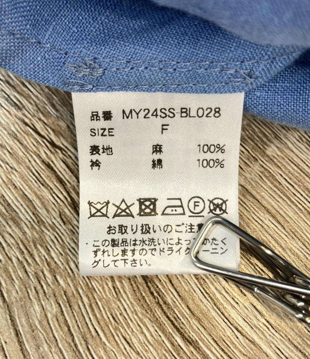 MYLAN 長袖ワンピース ボリュームスリーブ シャツ タグ付き リネン100% MY24SS-BL028 レディース SIZE F (M) マイラン