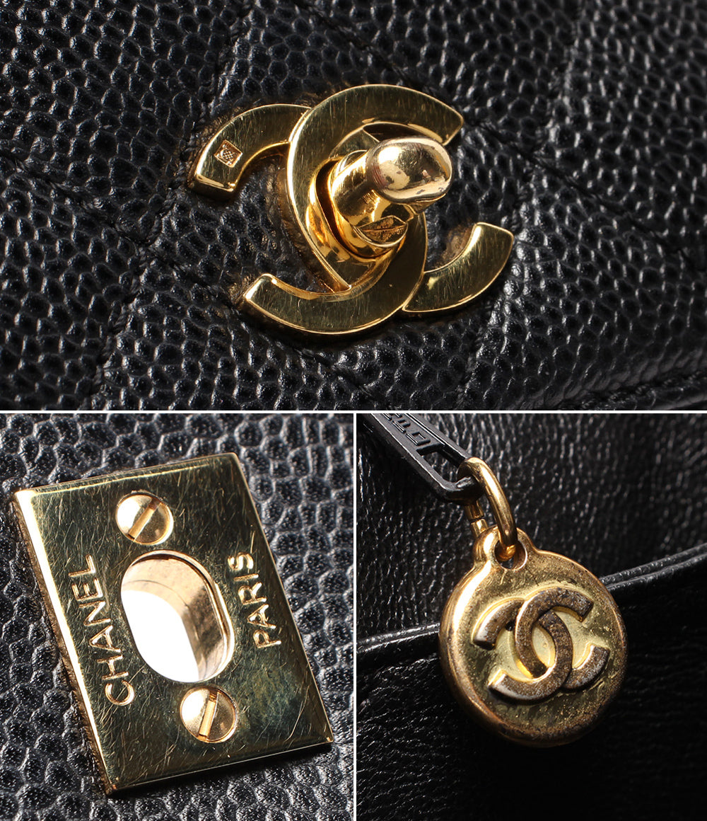 CHANEL ハンドバッグ ゴールド金具 マトラッセ キャビアスキン シングルフラップ 10番台 A12397 レディース シャネル