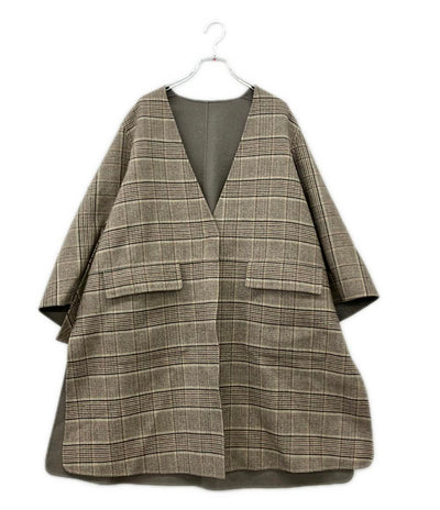 Drawer グレンチェックケヌキリバーシブルコート 6525-299-0820 レディース SIZE 38 (S) ドゥロワー