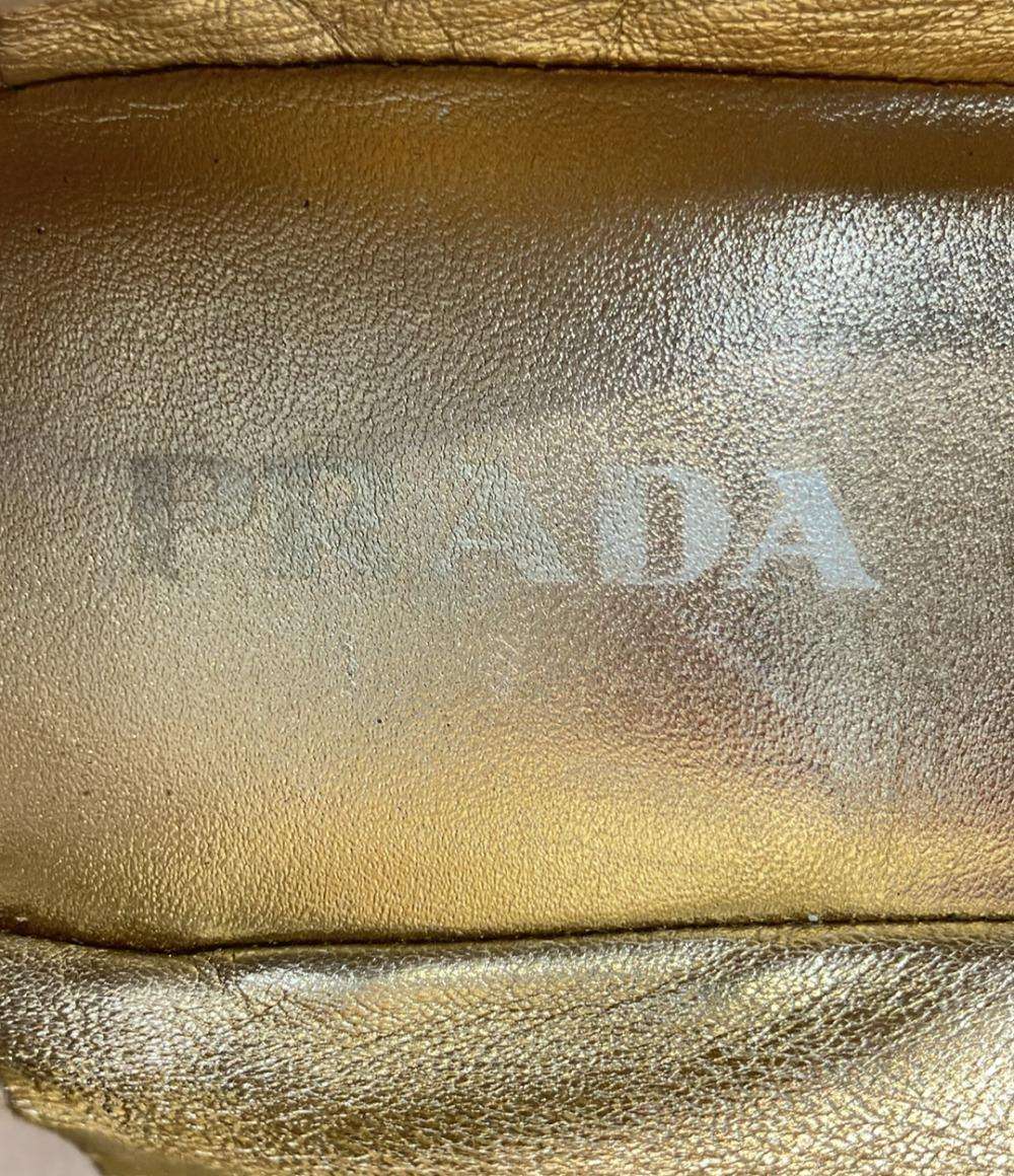 訳あり PRADA ピープトゥプラットフォーム エスパドリーユ 厚底 レディース SIZE 39 1/2 (XL) プラダ