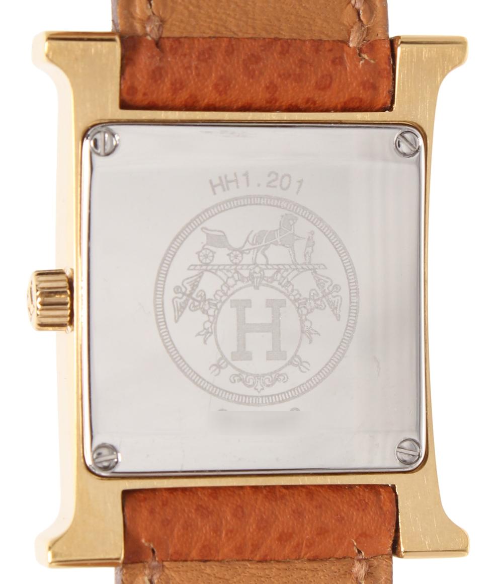 HERMES 腕時計 Hウォッチ □H刻印 クオーツ ホワイト HH1.201 レディース エルメス