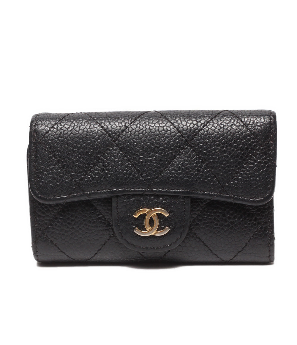 CHANEL ６連キーケース ゴールド金具 マトラッセ キャビアスキン 18番台 レディース シャネル