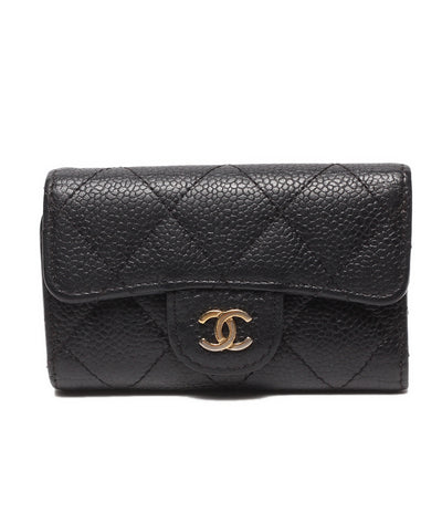 CHANEL ６連キーケース ゴールド金具 マトラッセ キャビアスキン 18番台 レディース シャネル