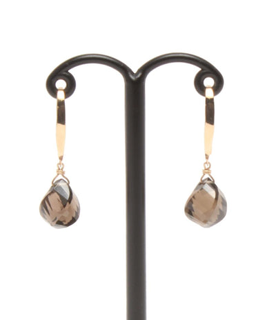 美品 ピアス K10 スモーキークォーツ レディース