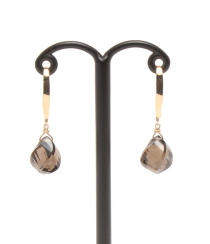 美品 ピアス K10 スモーキークォーツ レディース