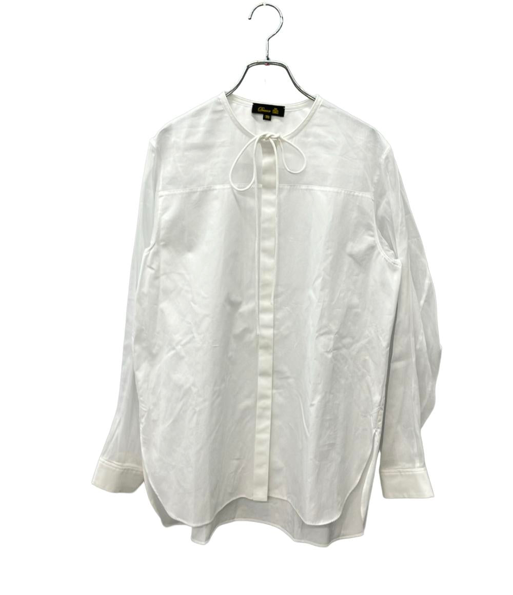 Drawer 長袖ブラウス コットンシアー 切替リボン  23AW 6521-299-1123 レディース SIZE 38 (M) ドゥロワー