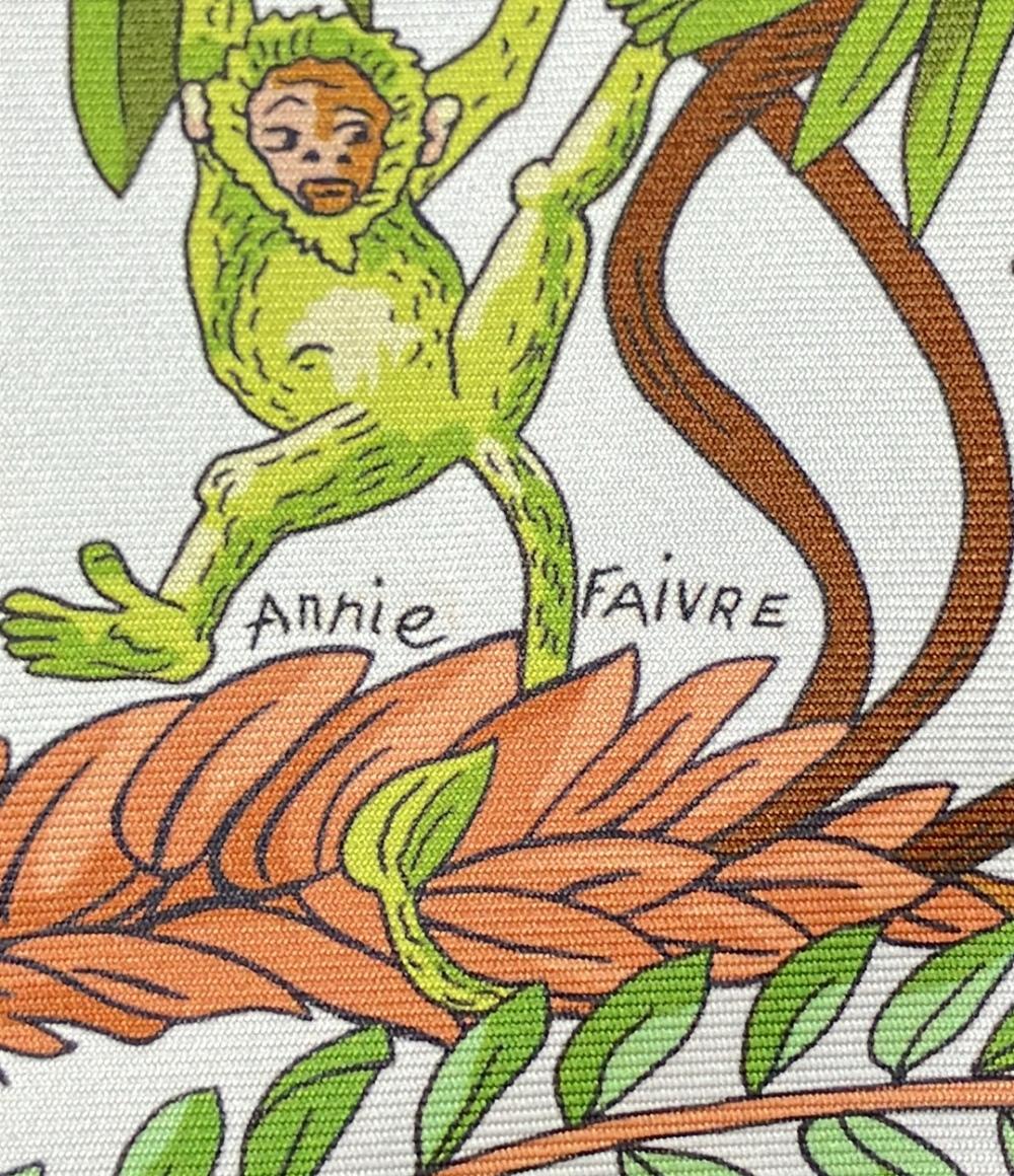 美品 HERMES スカーフ シルク100% カレダブルフェイス90 リバーシブル LE JARDIN DES PEINTRES レディース エルメス